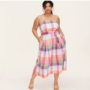 NWT 3X Plaid Tie-Waist Midi Dress Kate Spade New York x Target